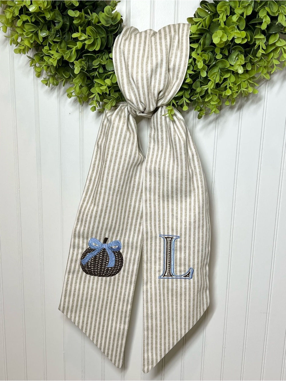Embroidered Fall Wreath Sash